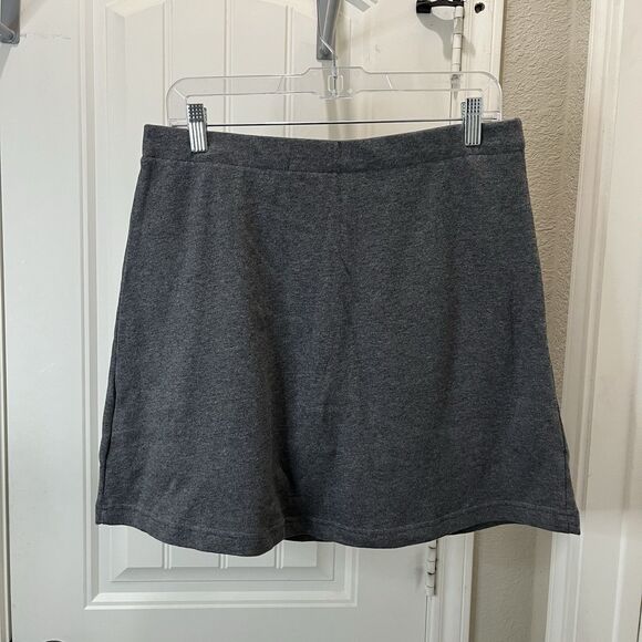 Lands End Gray Knit Cotton Button Front Casual Skort Pull On Shorts Womens Sz 10 - Picture 6 of 8